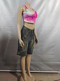 Casual Street Washed Raw Edge Vintage Denim Shorts