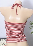 Summer New Arrival Halter Tie Irregular Striped Vest for Women