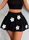 Women'S White 3D Flower Elastic Skirt