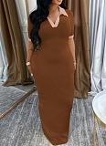 Women'S Color Matching Lapel Slim Fit Retro Hip Dress