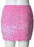 Pink Fashion Sequined Flannel Sexy Hottie Bag Hip Skirt