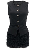 Women's Sleeveless Top Three-Dimensional Flower Bag Hip Skirt Two-Piece Set