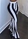 Fashion Sexy Striped Print Casual Elastic Bell Bottom Pants For Women