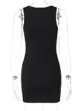 Fashionable And Personalized Slim Beaded Sleeveless Hip-Wrapped Dress For Women