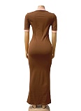 Women'S Color Matching Lapel Slim Fit Retro Hip Dress