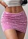 Pink Fashion Sequined Flannel Sexy Hottie Bag Hip Skirt