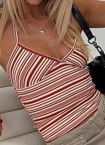 Summer New Arrival Halter Tie Irregular Striped Vest for Women