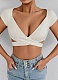 White New Style Deep V Short Sleeve Plump Women'S Top