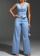 New Denim V-Neck Sleeveless Cardigan Fashionable Waist Trousers Two-Piece Suit