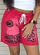 Rose Red Letter Print Loose Casual Shorts
