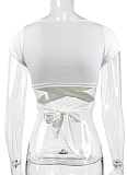 White New Style Deep V Short Sleeve Plump Women'S Top
