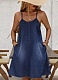Women'S Dark Blue Denim Casual Suspender Loose Dress