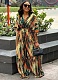 Summer V-Neck Short-Sleeved Top Wide-Leg Pants Irregular Striped Print Two-Piece Suit