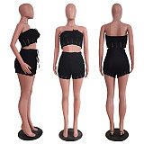 Summer Casual Knitted Tube Top Shorts Two-piece Set