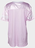 Pink Loose Casual All-Match Street Print V-Neck Short Sleeve T-Shirt