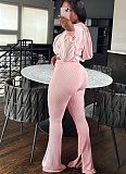 Women Twist Hoodie Splicing Bell Bottoms Two-piece Set CH-25016