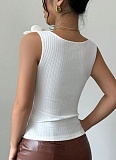 New Fashion Casual Three-Dimensional Flower Decoration Knitted Sleeveless Top