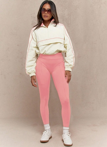 Women'S Drawstring Waist Color Matching Top Yoga Pants Sports Casual Two-Piece Suit