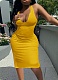 Summer Sexy Deep U-Neck Slim Fit Camisole Knee-Length Midi Dress