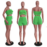 Summer Casual Knitted Tube Top Shorts Two-piece Set