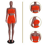 Summer Casual Knitted Tube Top Shorts Two-piece Set