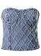 Slim Fit Diamond Stud Bead Denim Bandeau Zipper Vest