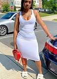 Summer Sexy Deep U-Neck Slim Fit Camisole Knee-Length Midi Dress