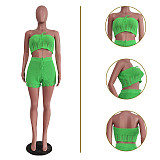 Summer Casual Knitted Tube Top Shorts Two-piece Set