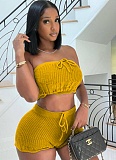 Summer Casual Knitted Tube Top Shorts Two-piece Set