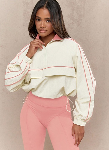Women'S Drawstring Waist Color Matching Top Yoga Pants Sports Casual Two-Piece Suit