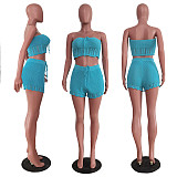 Summer Casual Knitted Tube Top Shorts Two-piece Set