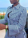 New Style Printed Striped Single Breasted Shirt Dress For Women