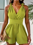 Solid Color Women'S Suspender Back Cross Jumpsuit