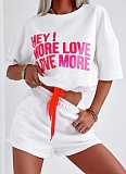 Fashion Sports Short-sleeved Letter Print Top and Shorts Set