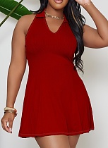 2025 Fashion Solid Color Suspender V Neck Dress