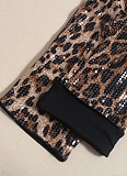 Trendy Sequined Fashion Leopard Print Elastic Waist Casual Shorts