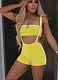 Sexy Slim Fit Threaded Striped Tube Top Bib Pants Two-Piece Set