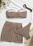 Beach Vacation Bikini Skirt Three Piece Set
