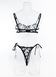 Embroidered Heart Shaped Bra Set Two Piece Set Sexy Hollow Dating Party Underwear