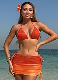 New Gradient Mesh Three-Piece Beach Short Skirt Sexy Bikini