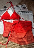 New Gradient Mesh Three-Piece Beach Short Skirt Sexy Bikini