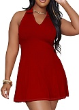 2025 Fashion Solid Color Suspender V Neck Dress