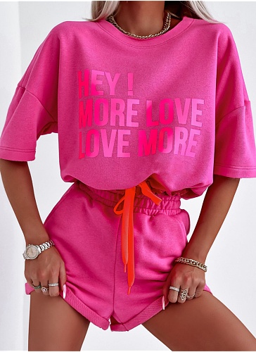 Fashion Sports Short-sleeved Letter Print Top and Shorts Set