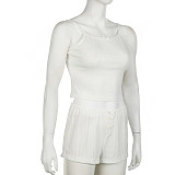 Summer Jacquard Ladies Suspender Shorts Home Two-piece Set