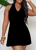 2025 Fashion Solid Color Suspender V Neck Dress