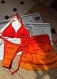 New Gradient Mesh Three-Piece Beach Short Skirt Sexy Bikini