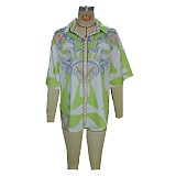Casual Printed Beach Swimsuit Wrap-around Shirt Shorts Three-piece Set