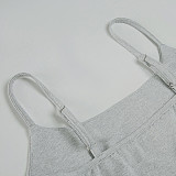 Casual Slim Fit Letter Print Suspender Shorts Fitness Two-piece Set