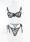 Embroidered Heart Shaped Bra Set Two Piece Set Sexy Hollow Dating Party Underwear