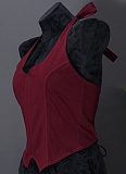 Women's Burgundy Sleeveless Back Tie Hollow Vest